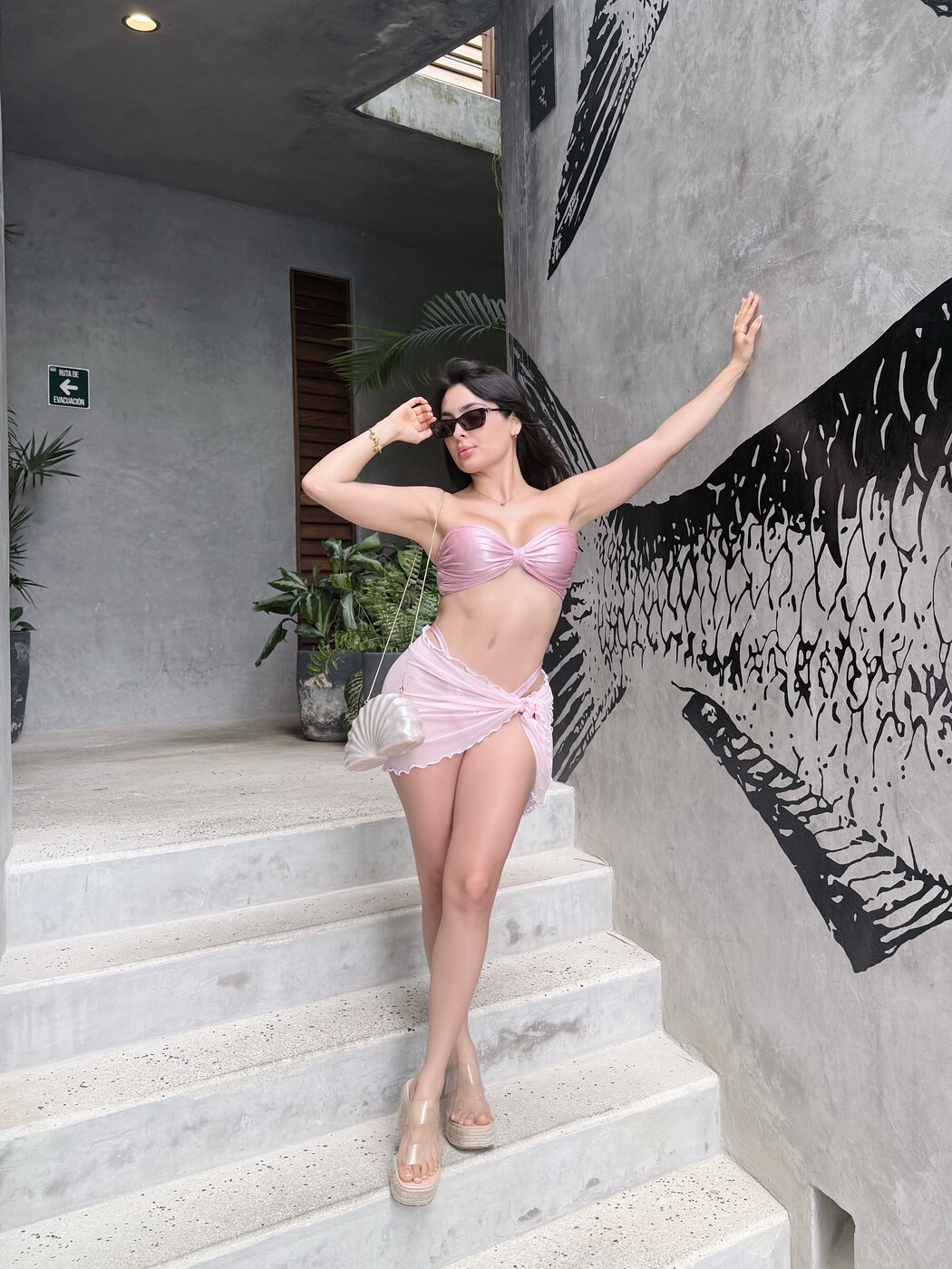 Colección nat. — bikini rosa metálico strapless